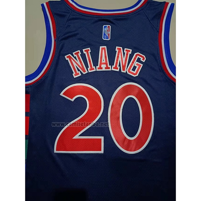Camiseta Philadelphia 76ers Georges Niang #20 Ciudad 2021-22 Azul